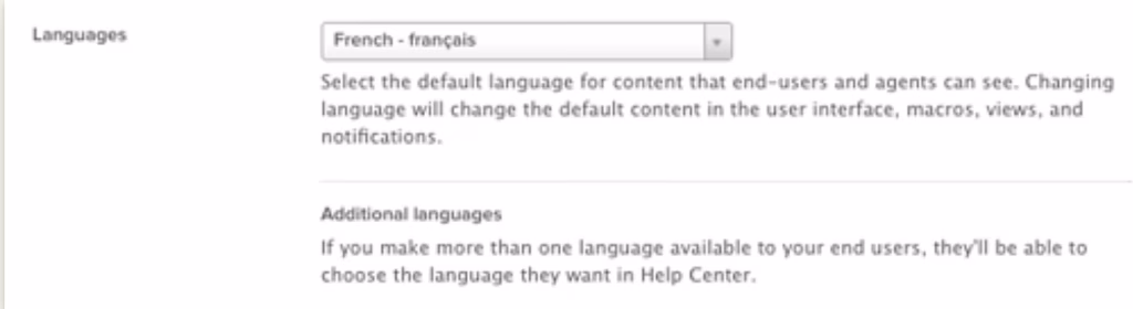 Add language in Zendesk