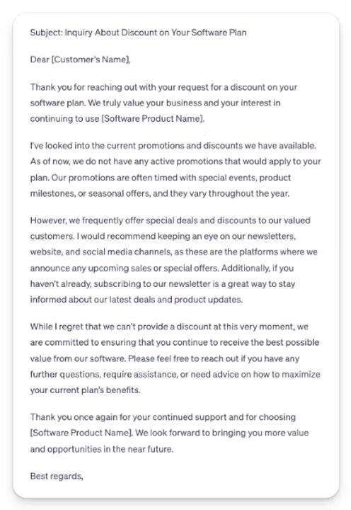ChatGPT response to common customer support scenarios