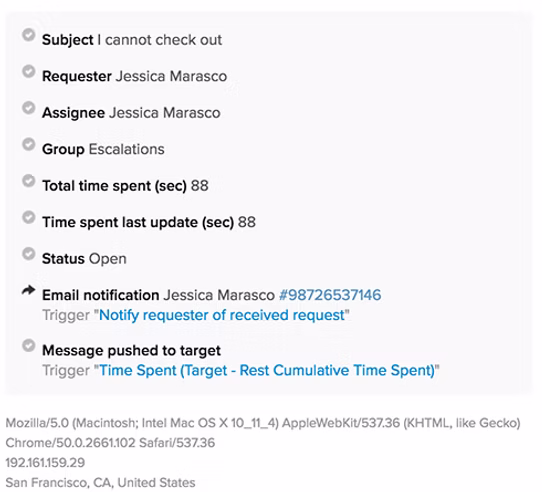 Display of ticket events in Zendesk