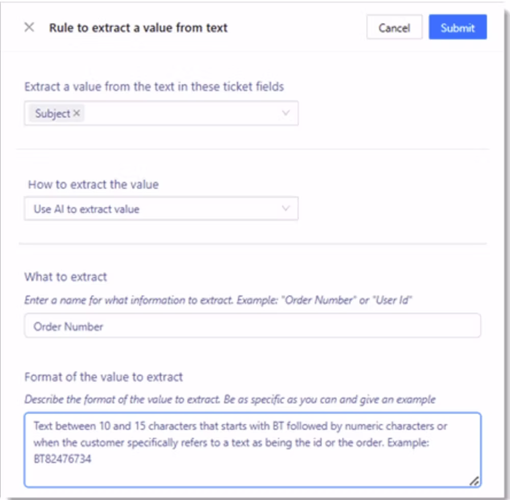 Format of the value to extract