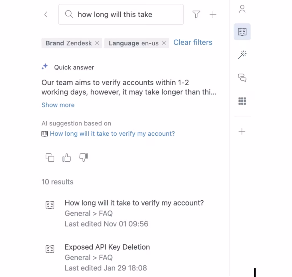 Generative search for help center