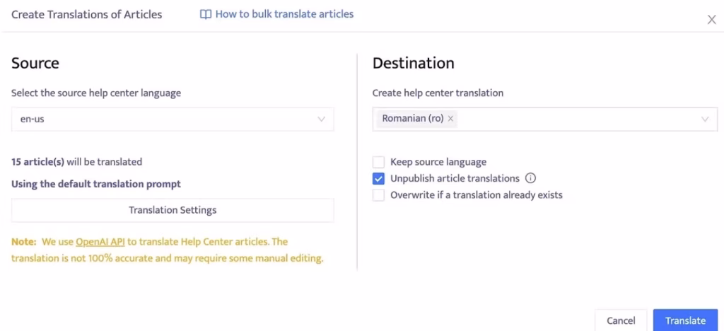Help Center Translate