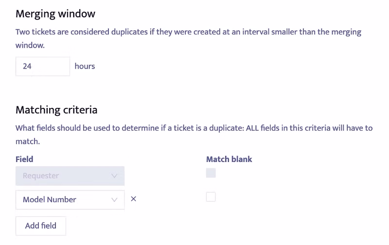 Screenshot from the merge duplicate tickets app