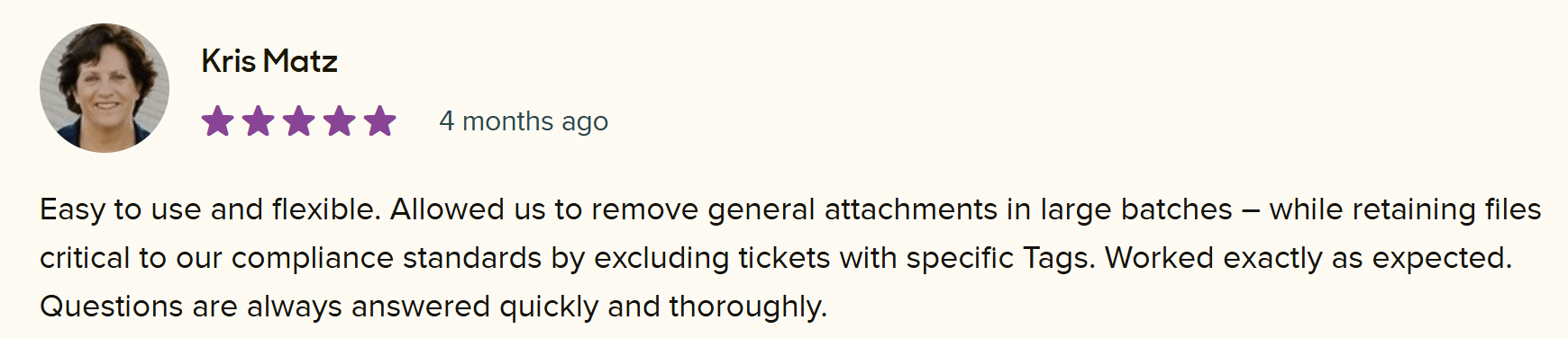 Zendesk Marketplace review by Testimonial Kris.png