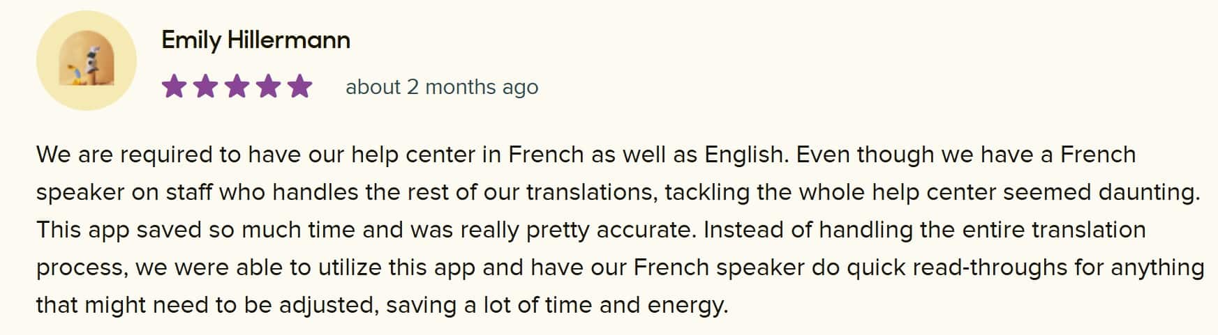 Zendesk Marketplace review by Zendesk Guide translation app