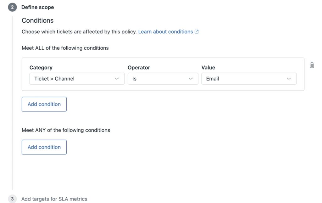 Conditions for policies