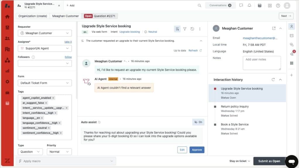Zendesk vs Kustomer agent experience