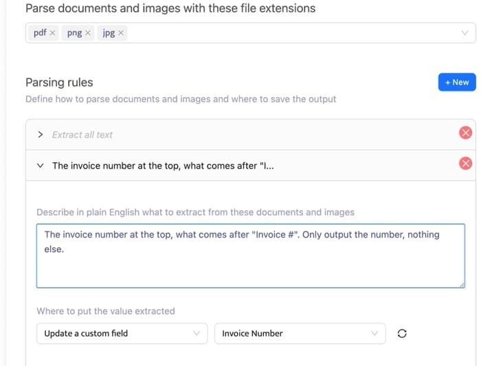 Flexible AI extraction rules